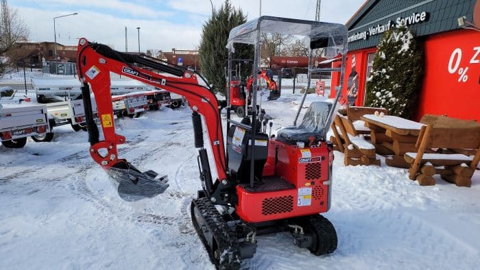 Winterdienst Kettenbagger 8.8KW/11PS Diesel schwenkbarer Baggerarm &  verstellbares Fahrwerk, 1650mm Grabtiefe - CRAFTMAX