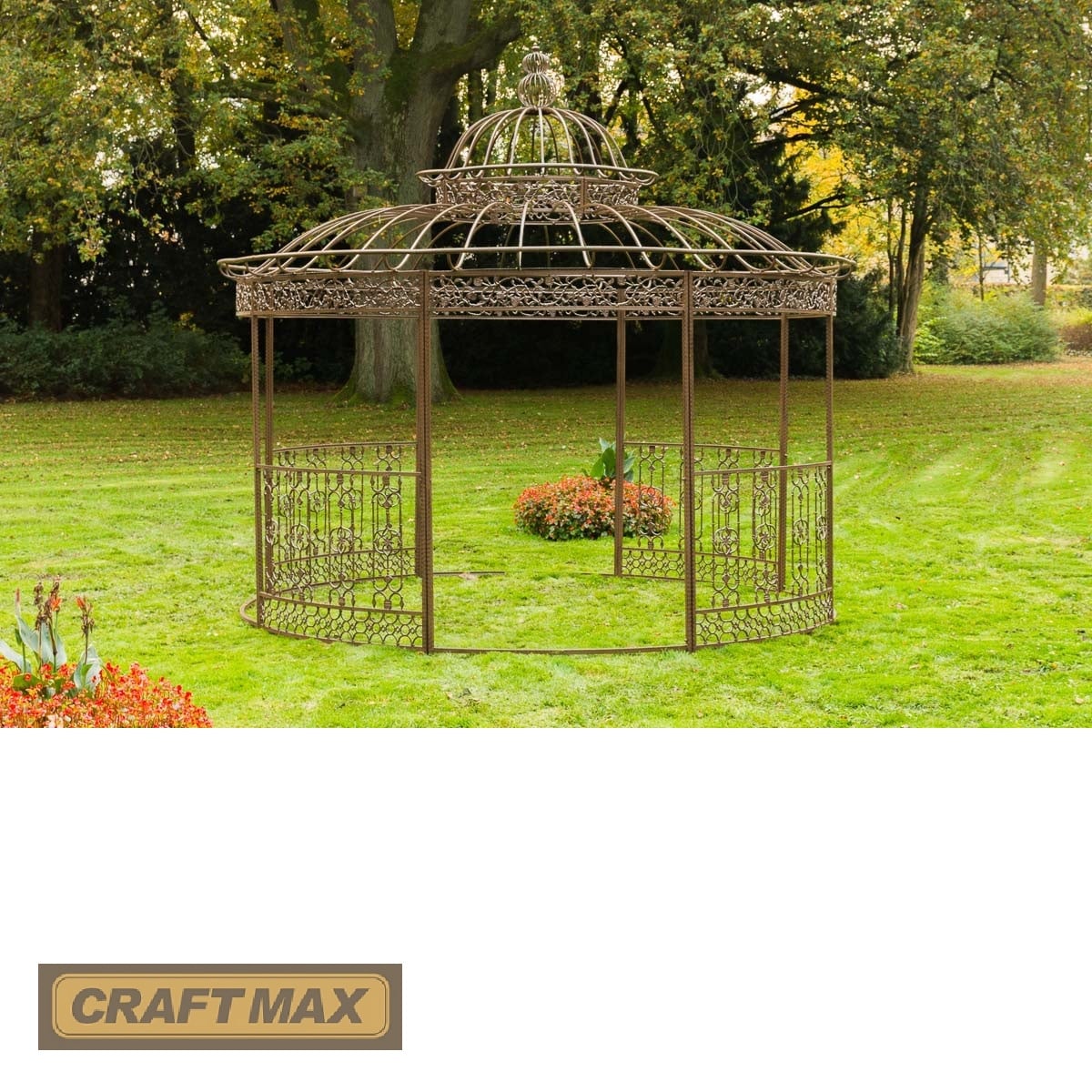 Luxus Gartenpavillon Runder Rankpavillon Palais Ø 5.00m, Höhe 4.45m prachtvoller Rokoko Stil - antikBronze (1)