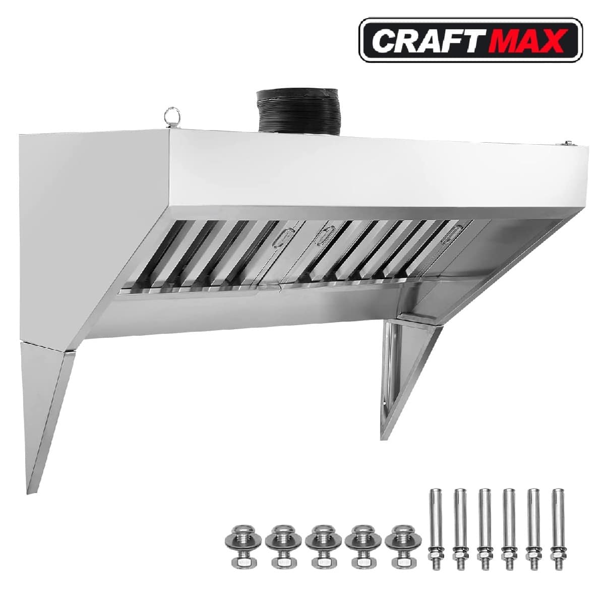 GASTRO Edelstahl Gewerbe Dunstabzugshaube, 120x76cm Ablufthaube, leichte Wandhaube für Konzessionsanhänger, Imbissanhänger, Foodtrucks, Ölfilternetz (1)