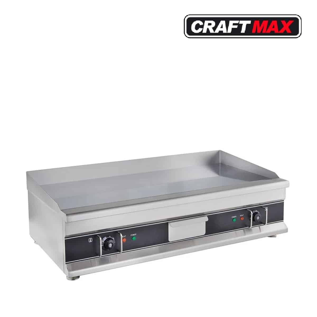 Gastro Edelstahl Elektro Bratplatte, glatt 6kW, 400V Tischgerät, Grillplatte mit Fettauffangschublade 1 (1)