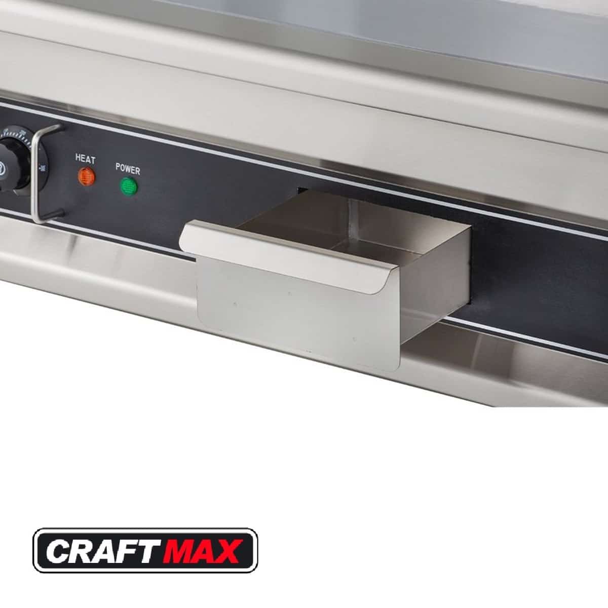 Gastro Edelstahl Elektro Bratplatte, glatt 6kW, 400V Tischgerät, Grillplatte mit Fettauffangschublade 1 (5)