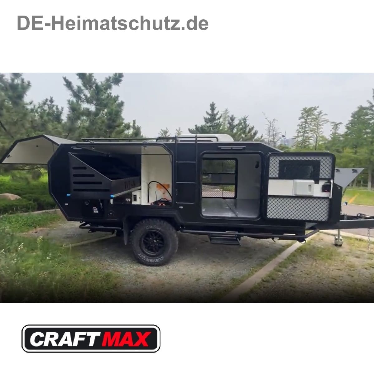 CRAFTMAX® BLACK BROTHER EXP-4 15 Extreme OffRoad Caravan Tandem ThermoSandwich, vollausgestattet mit Möbel, Bett, Küche, Sanitär, 2 - 3 Schlafplätze, Heizung (18)