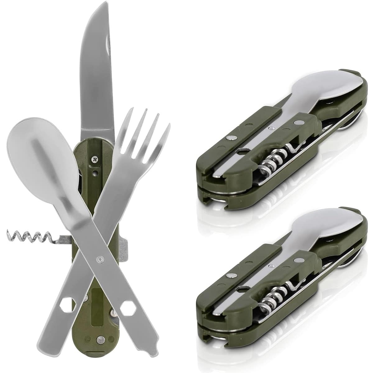 Bundeswehr Besteck Edelstahl 4-Teilig  Robustes Camping-Besteck Set Mit  Tasche Fr Outdoor, Wandern & Picknick Faltbares Besteck